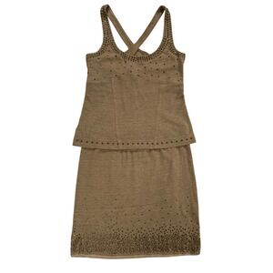 Donna Karan New York Casual Luxe Studded Linen Jersey Skirt & Top Size 8 W477